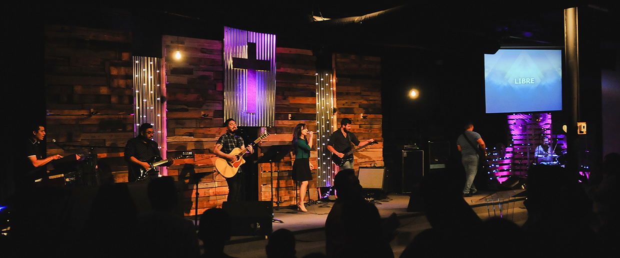 Metal and Wood Grain Church Stage Design Ideas Scenic