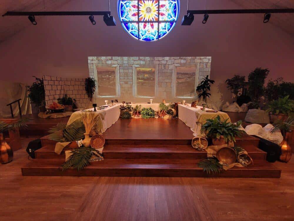 Compleion Rites Stage Background A Visual and Spiritual Odyssey - Church Stage Design Ideas